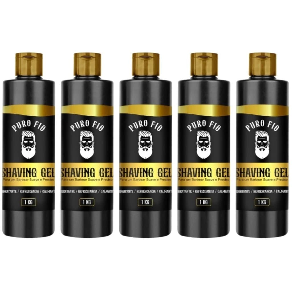 Kit 5x Shaving em Gel de Barbear Mentolado Puro Fio 1kg - Profissional, Barba Suave Sem Irritação