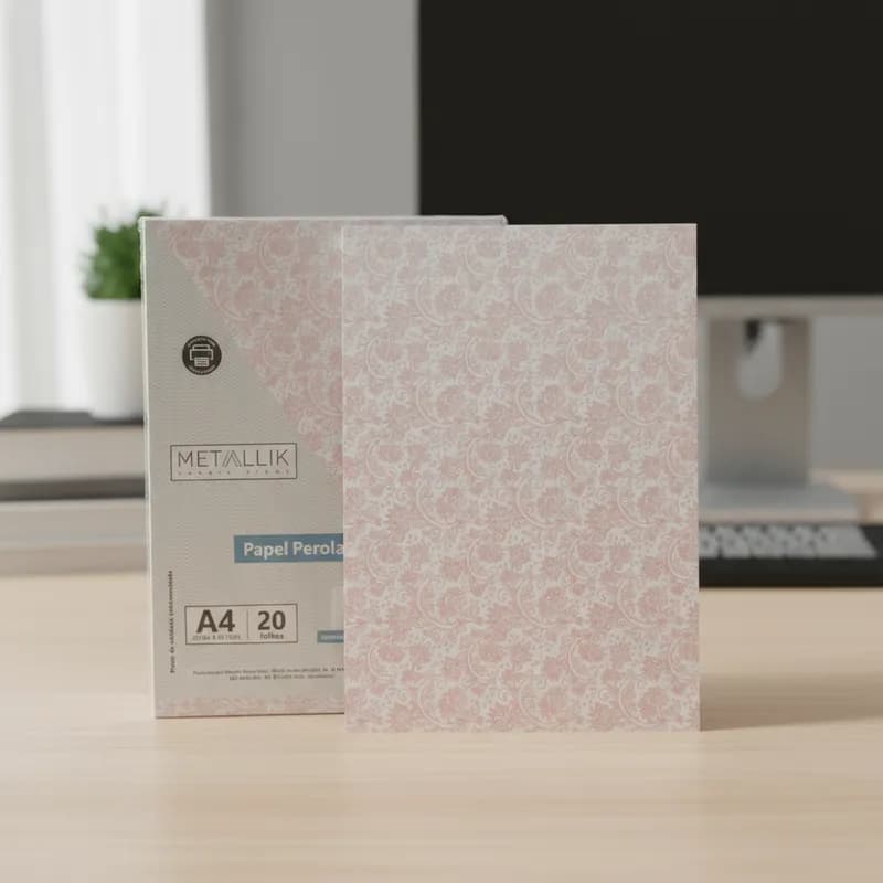PAPEL A4 ARABESCO PEROLADO ROSA 180G C/ 20