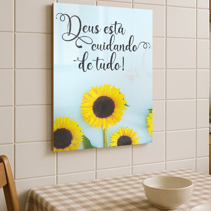Placa Decorativa Quadro Deus está contigo, Cozinha, Casa, Decoração, quadro presente