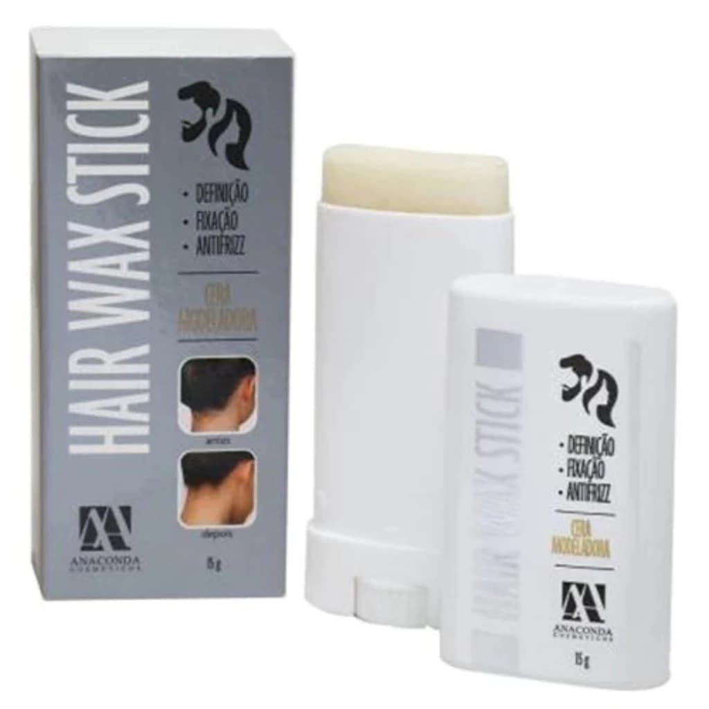 Cera Modeladora de Cabelos Penteados Anti Frizz Bastão Stick 15g