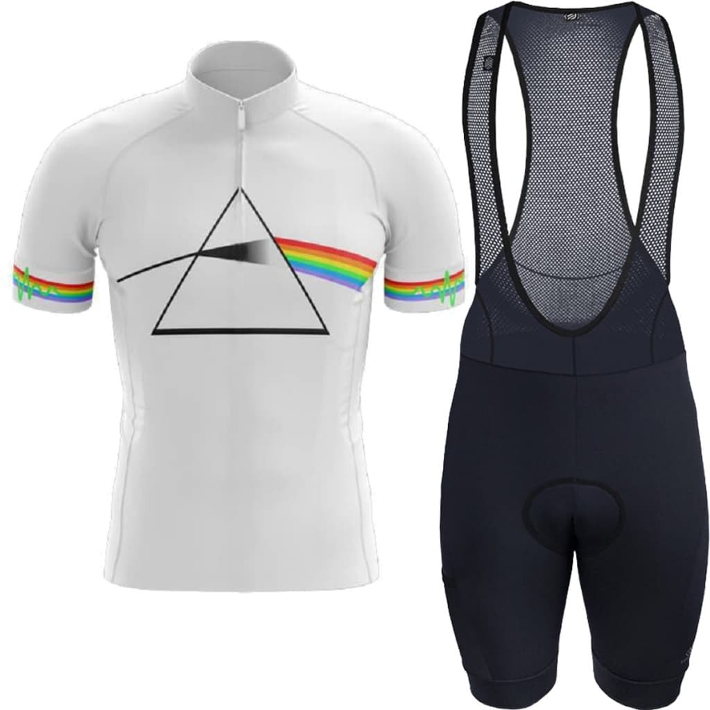 Kit Camisa Bretelle Forro Gel Esporte Ciclismo Confort PINK FLOYD BRANCA
