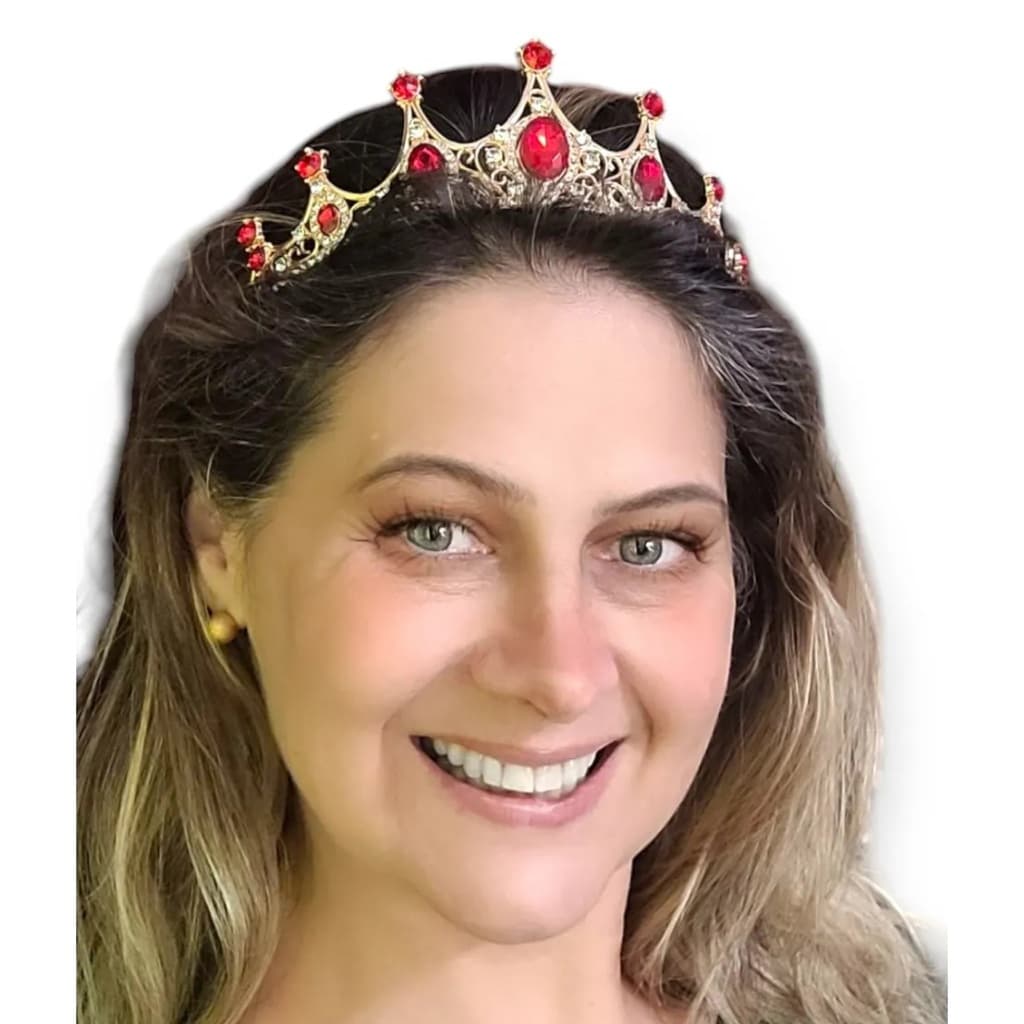 Tiara Coroa Debutante Noiva Miss Dourado Porta Coque Festa