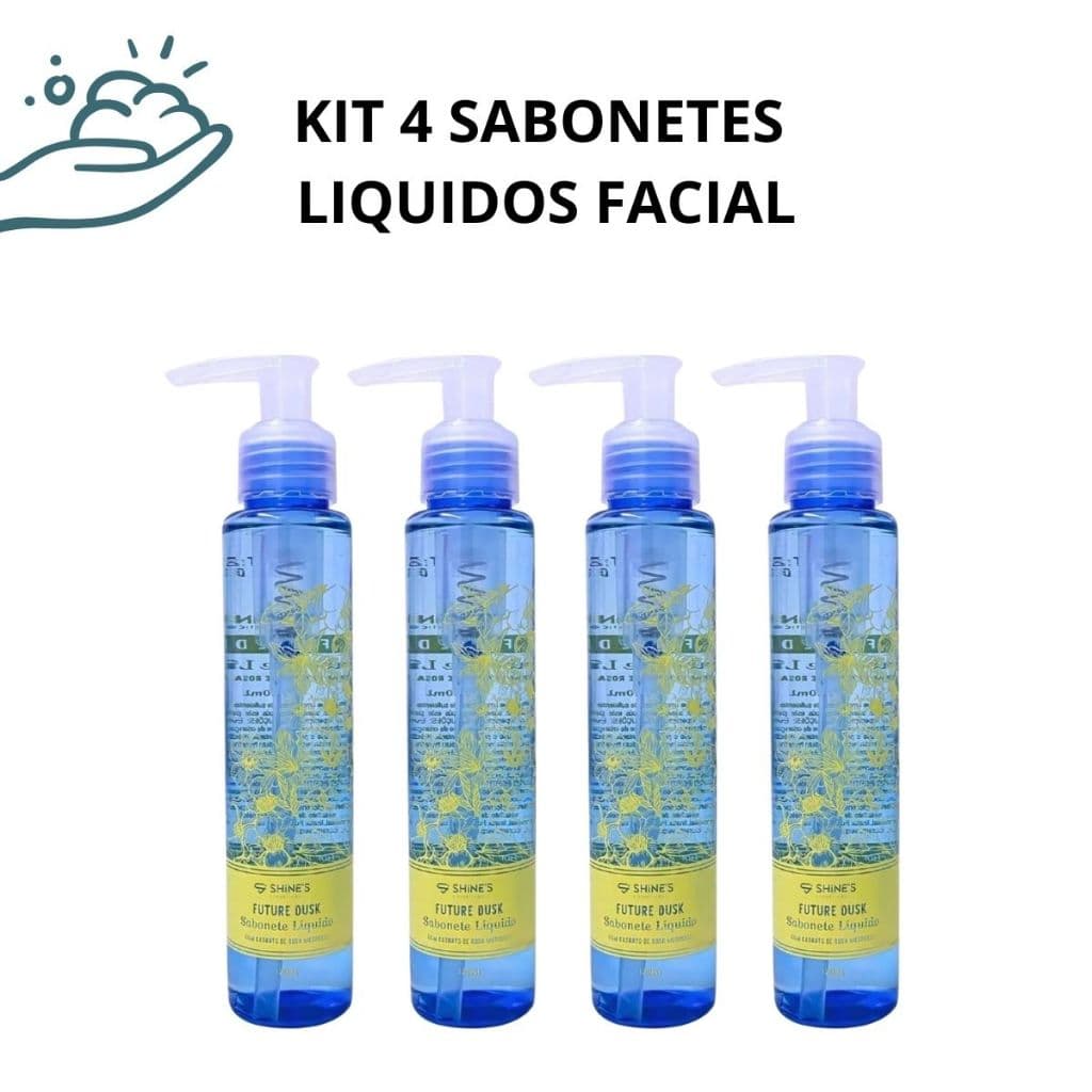 Kit 4 Unidades Sabonete Líquido Rosa Mosqueta Hidratação Natural Pele Macia e Perfumada