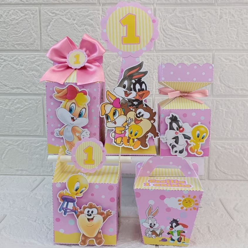 Kit Festa - 5 Lembrancinhas Personalizada - Baby Looney Tunes Rosa  | Personalizados menina| Lembrancinhas ROSA|