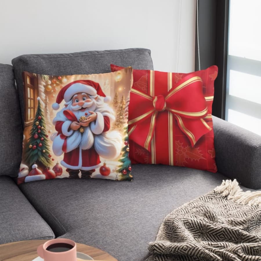 Capas de Almofadas Natalinas 45x45 Kit 2 Estampadas - Decoração De Natal/ fronha com zíper/ promoção