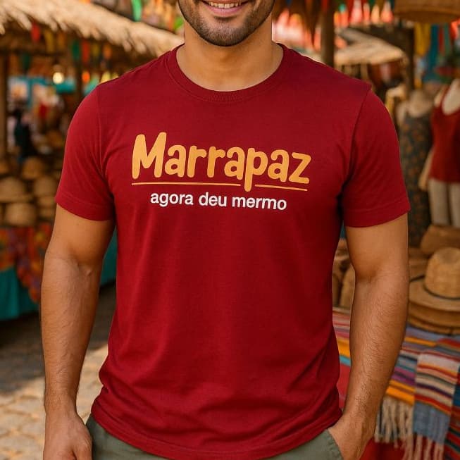 Camisa masculina T-shirt camiseta algodão estampa nordeste marrapaz agora deu