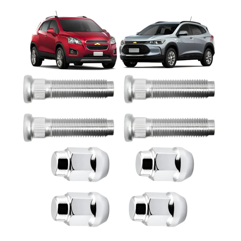Kit 4 Prisioneiro E Porca Cromado Roda Chevrolet Tracker