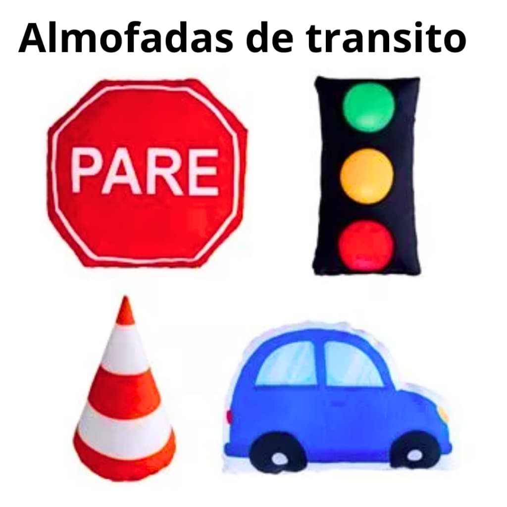 Kit Almofadinhas Brinquedos Decorativas Pista De Carros Sinais Trânsito