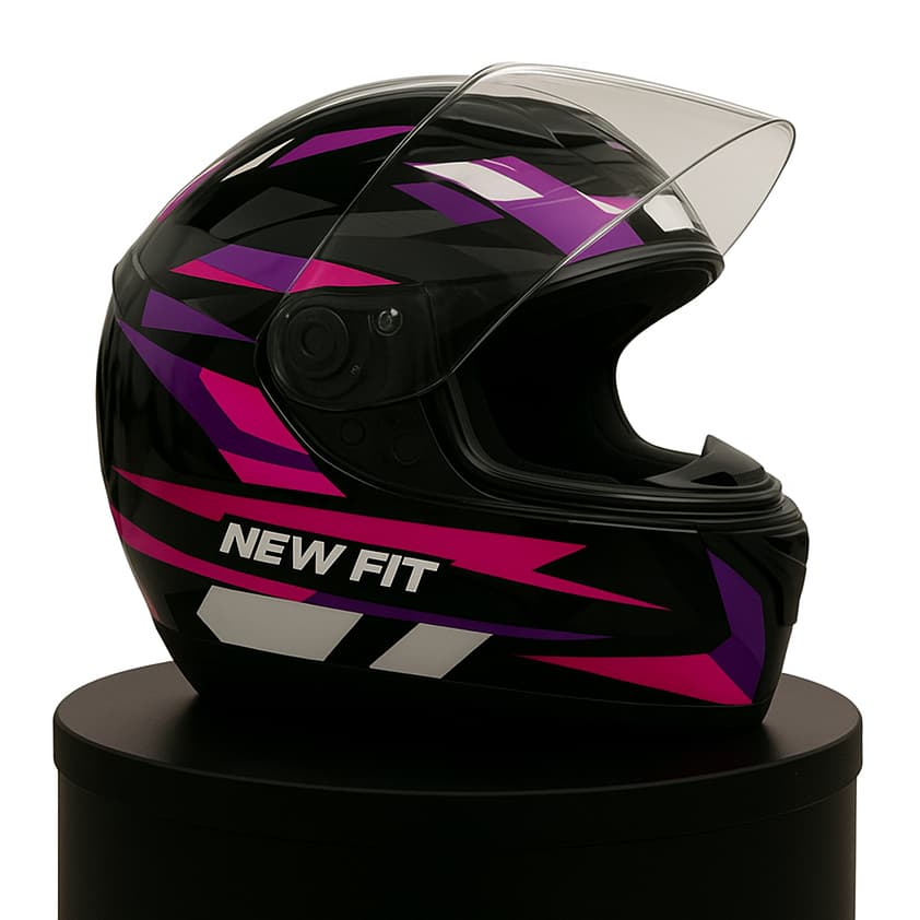 Capacete Moto Ebf New Fit Control Fechado Com Narigueira Preto/Rosa