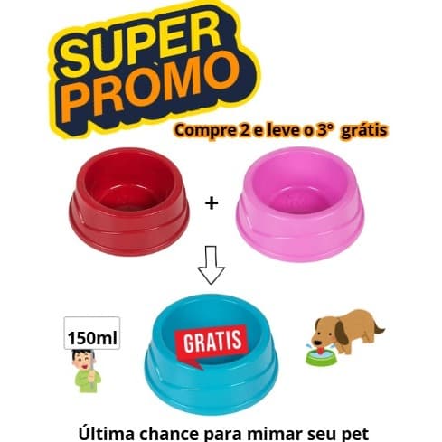 SUPER PROMOÇÃO - COMPRE 2 ALIMENTADORES E LEVE O 3º GRÁTIS PARA SEU PET