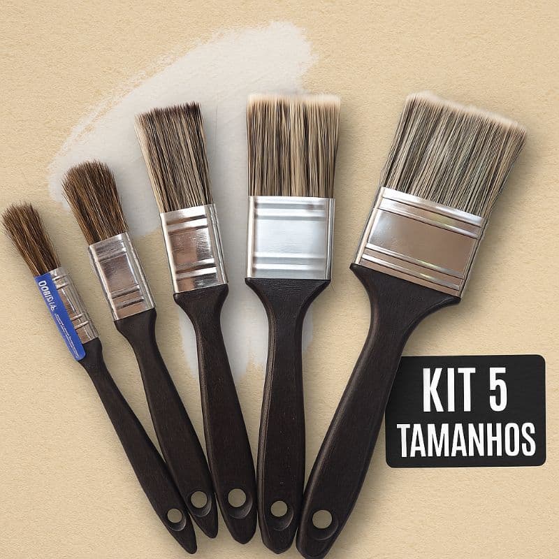 Kit 5 Pincel Trincha Roma 301 Uso Látex Acrílica Uso Geral