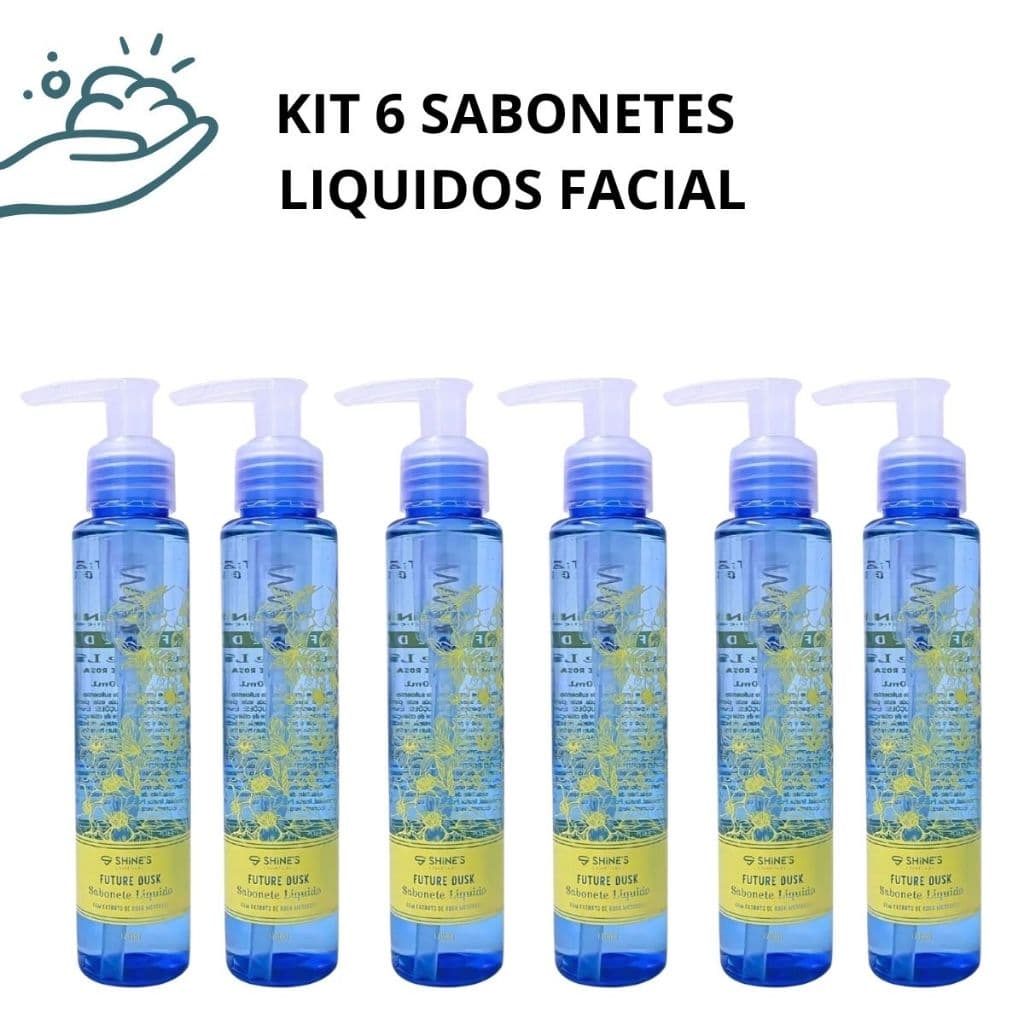 Kit 6un Sabonete Líquido Rosa Mosqueta Hidratação Profunda Pele Suave e Perfume Delicado