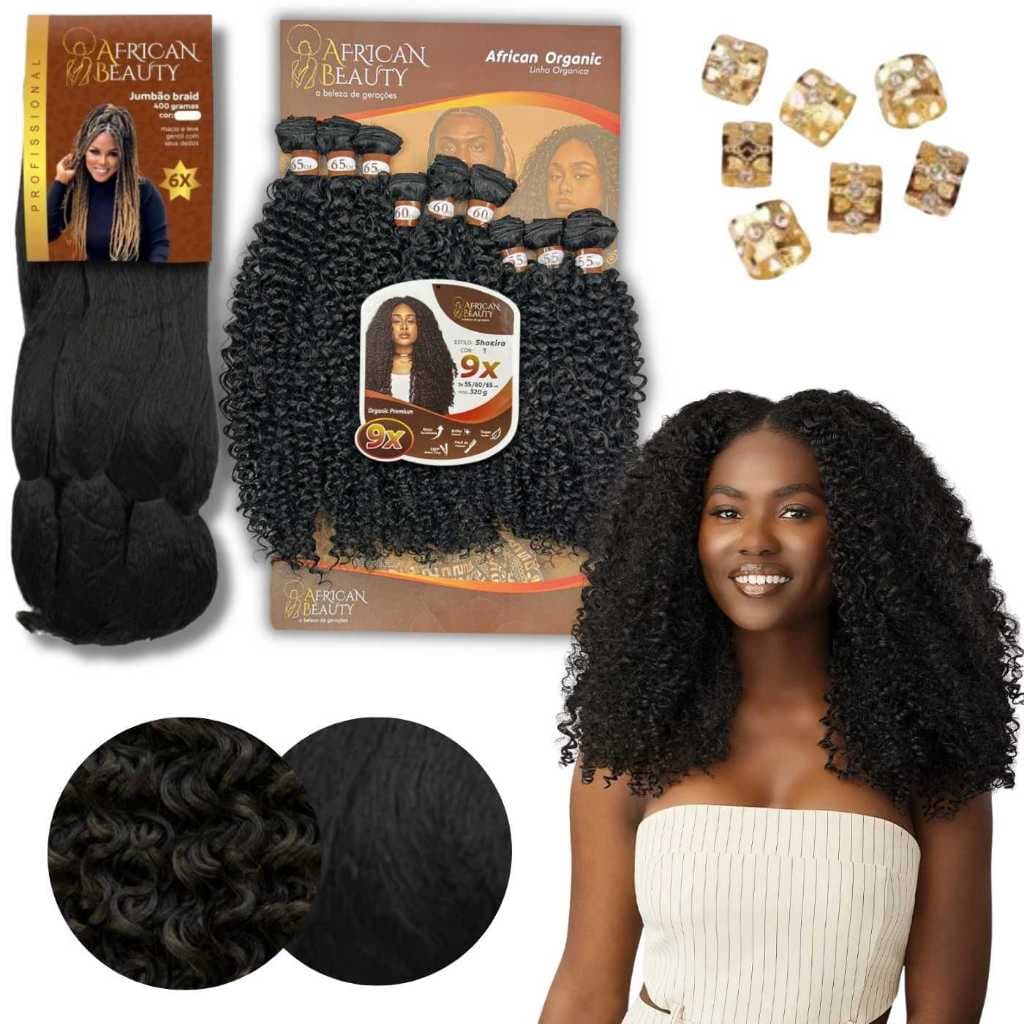 Kit Fulani Braids  Jumbo African Beauty + Tela Orgânico 65cm Premium