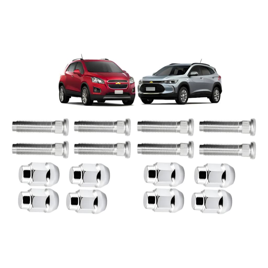 Kit 8 Prisioneiro E Porca Cromado Roda Chevrolet Tracker