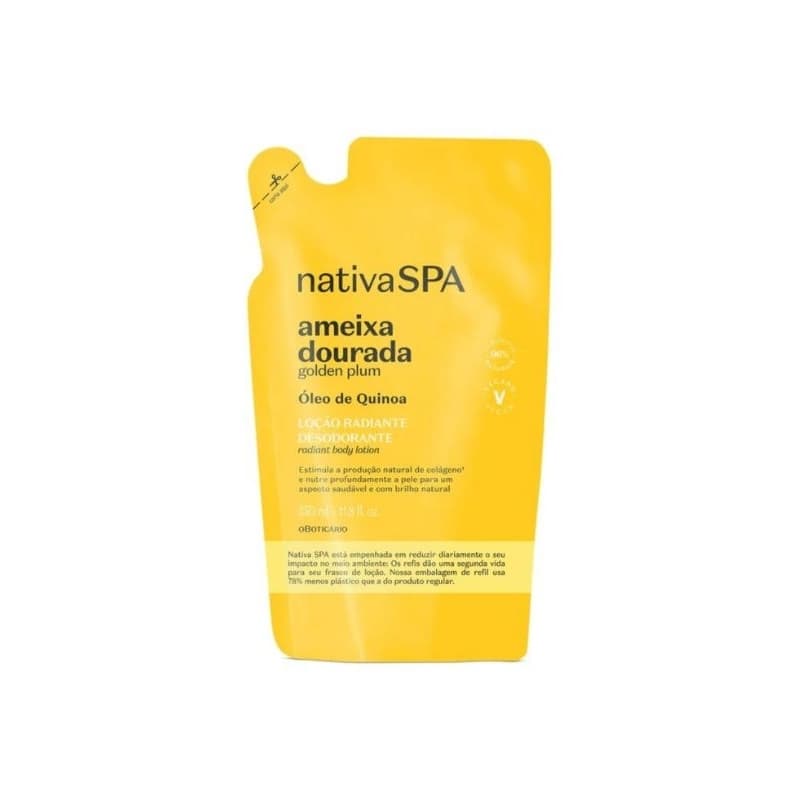 Refil Loção Radiante Desodorante Corporal Nativa SPA Ameixa, Dourada ou negra 350ml