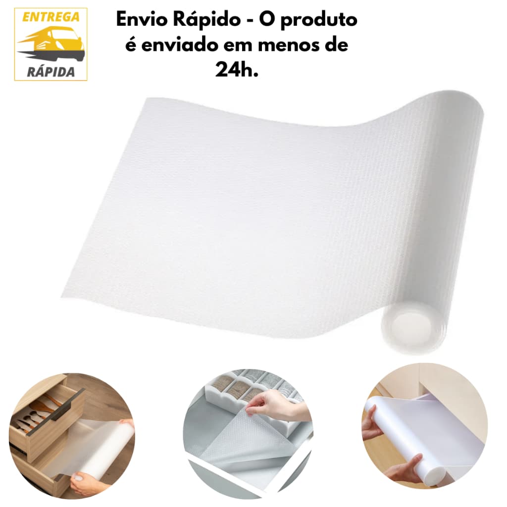 3 Forros Protetor Antiderrapante Impermeável Resistente para Gavetas Armários Grande 1,5 Metros