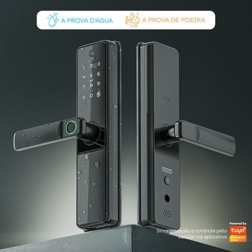 Fechadura Biometrica Inteligente Com Camera Olho Magico Wifi Preto