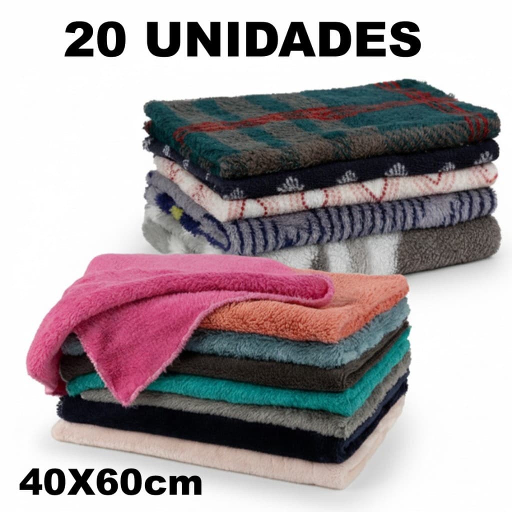 Kit 20 Panos De Limpeza Microfibra 40cm x 60cm Cores Sortidas carro casa cozinha