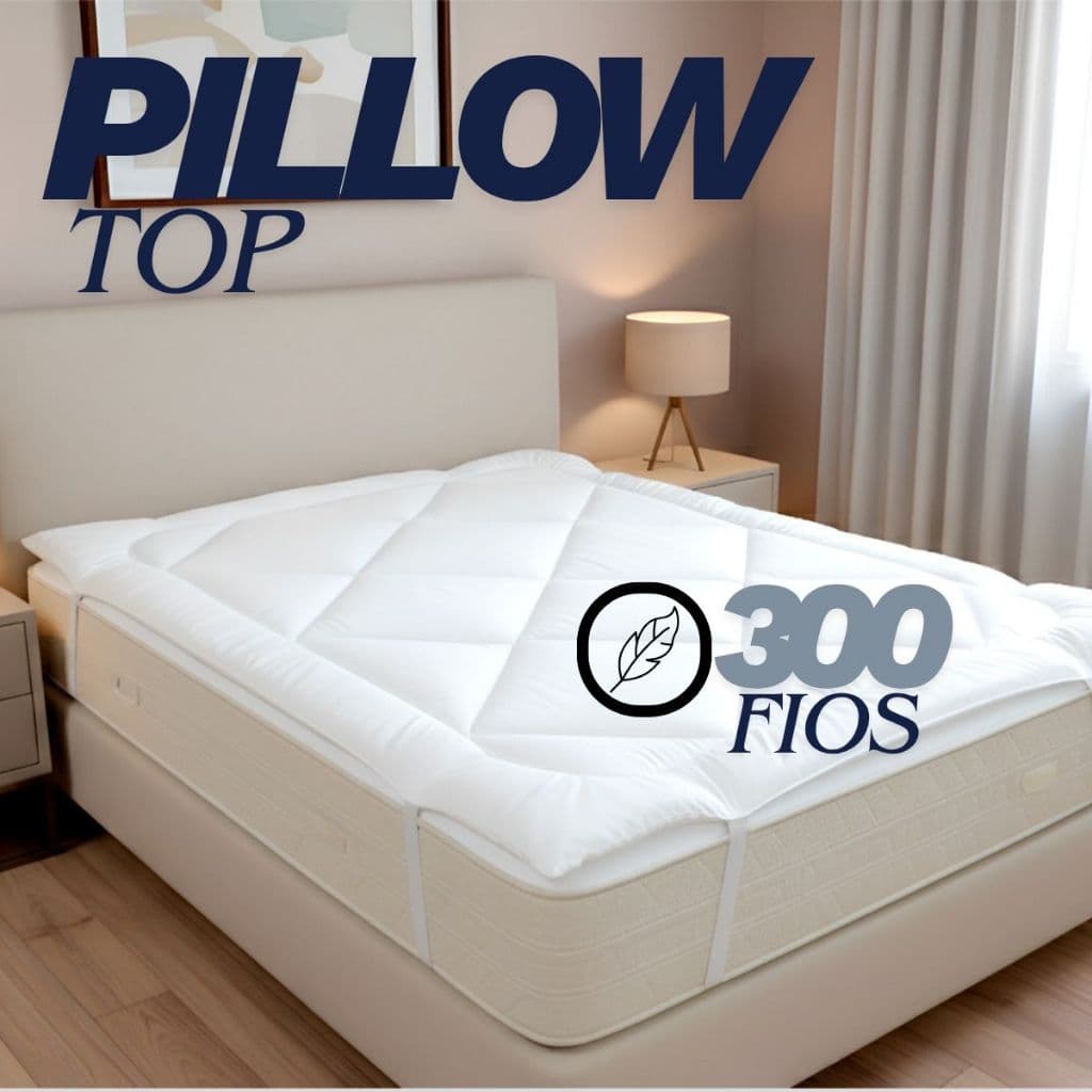 PILLOW TOP PROTETOR DE COLCHÃO CAMA 4cm MANTA SILICONADA PLUMA EXTRA MACIO PILOU TOPI