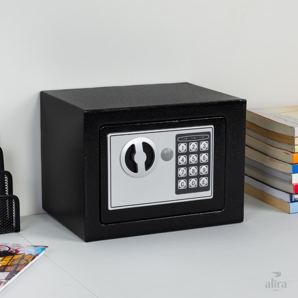 Cofre Digital Eletrônico Aço Senha + 2 Chaves 23x17x17 Alira Home