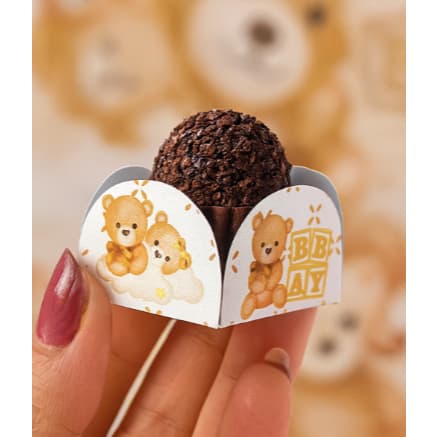 Forminha de doces 4 pétalas chá revelação- Forminha de brigadeiro - decoração chá revelação neutro
