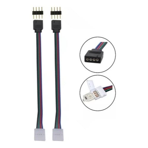 Kit 2 Cabo Conector Fita Led Rgb 5050 3528 C 4 Pinos Macho