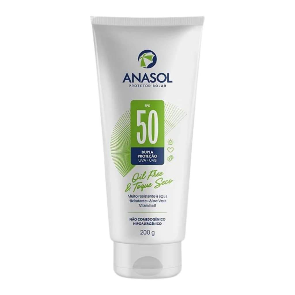 Protetor Solar Biodegradável Fps 50 Toque Seco 200g Anasol