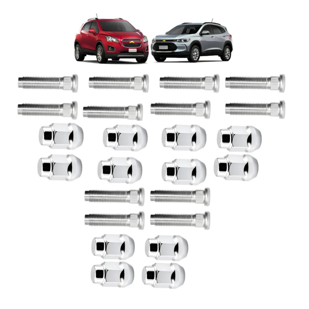 Kit 12 Prisioneiro E Porca Cromado Roda Chevrolet Tracker