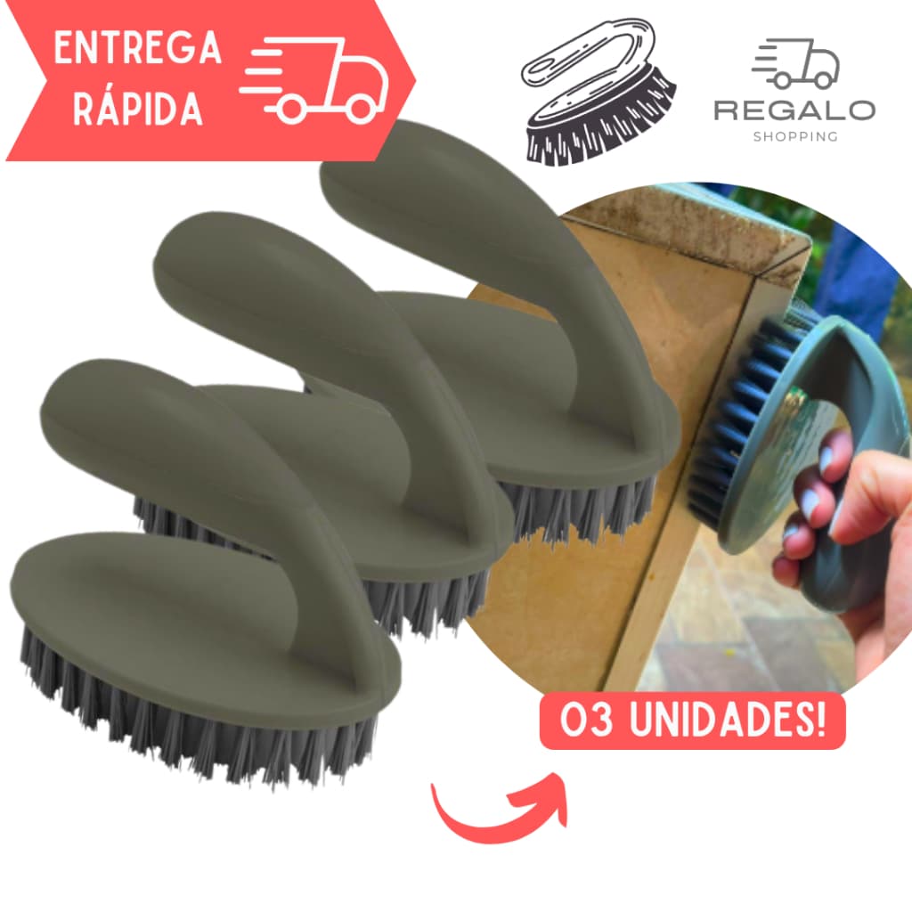 Kit com 3 Escovas Plásticas com Alça para Lavar Tênis Sapatos Roupas Esfregar Limpeza Azulejo