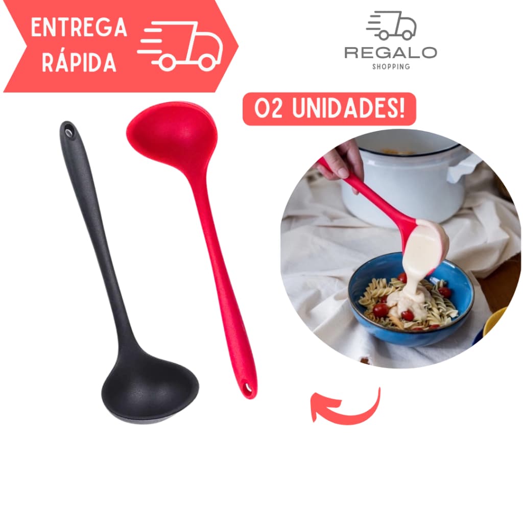 2 Conchas para Feijão Molhos Caldos Sopas de Silicone Cozinheiro Concha Utensilio Cozinha Resistente