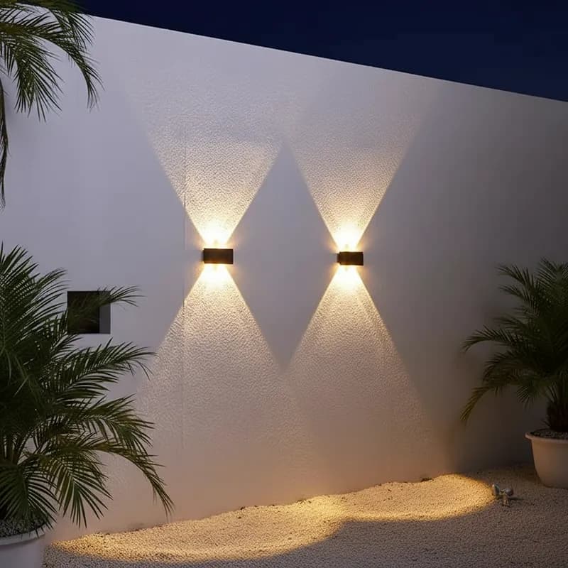 luminaria arandela solar c/10 led prova dagua parede muro balizador jardim piscina