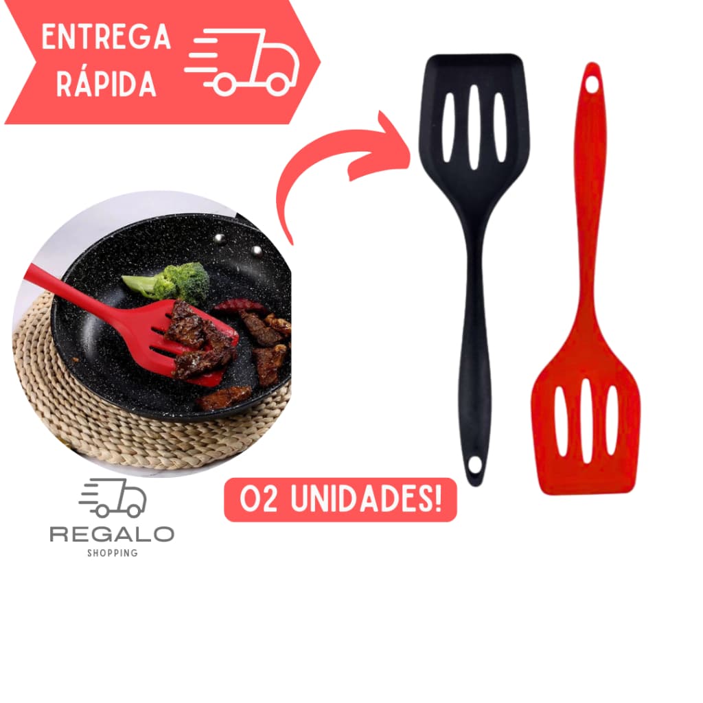 2 Espátulas Vazadas para Hamburguer Ovo Omelete de Silicone Espátula Vazada Utensilio Cozinha