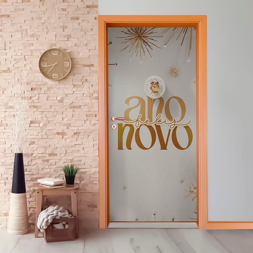 Capa de Porta Ano Novo Decoração Sofisticada e Vibrante Tecido Macio