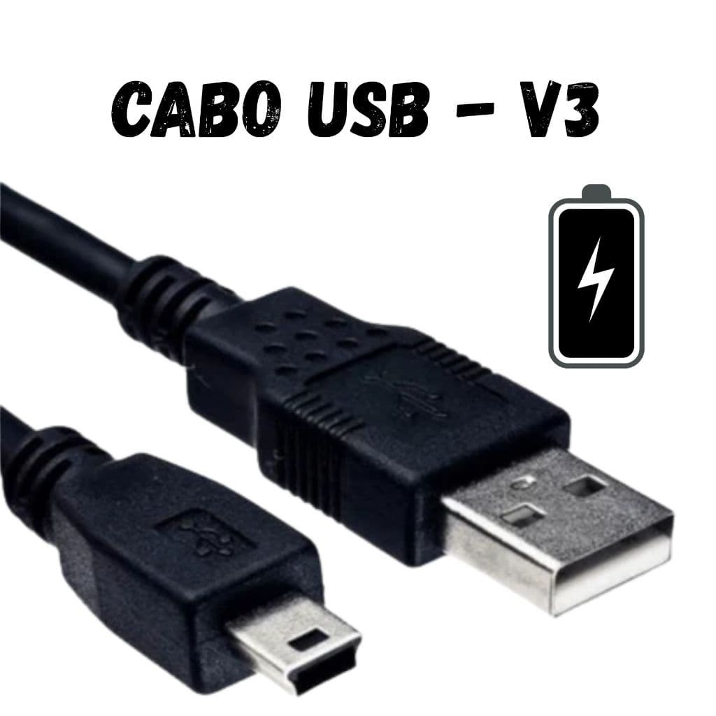 Cabo Carregador e dados V3 ControlePS3 utilizável em diversos eletrônicos Câmeras/MP3/Vídeogame/Celulares
