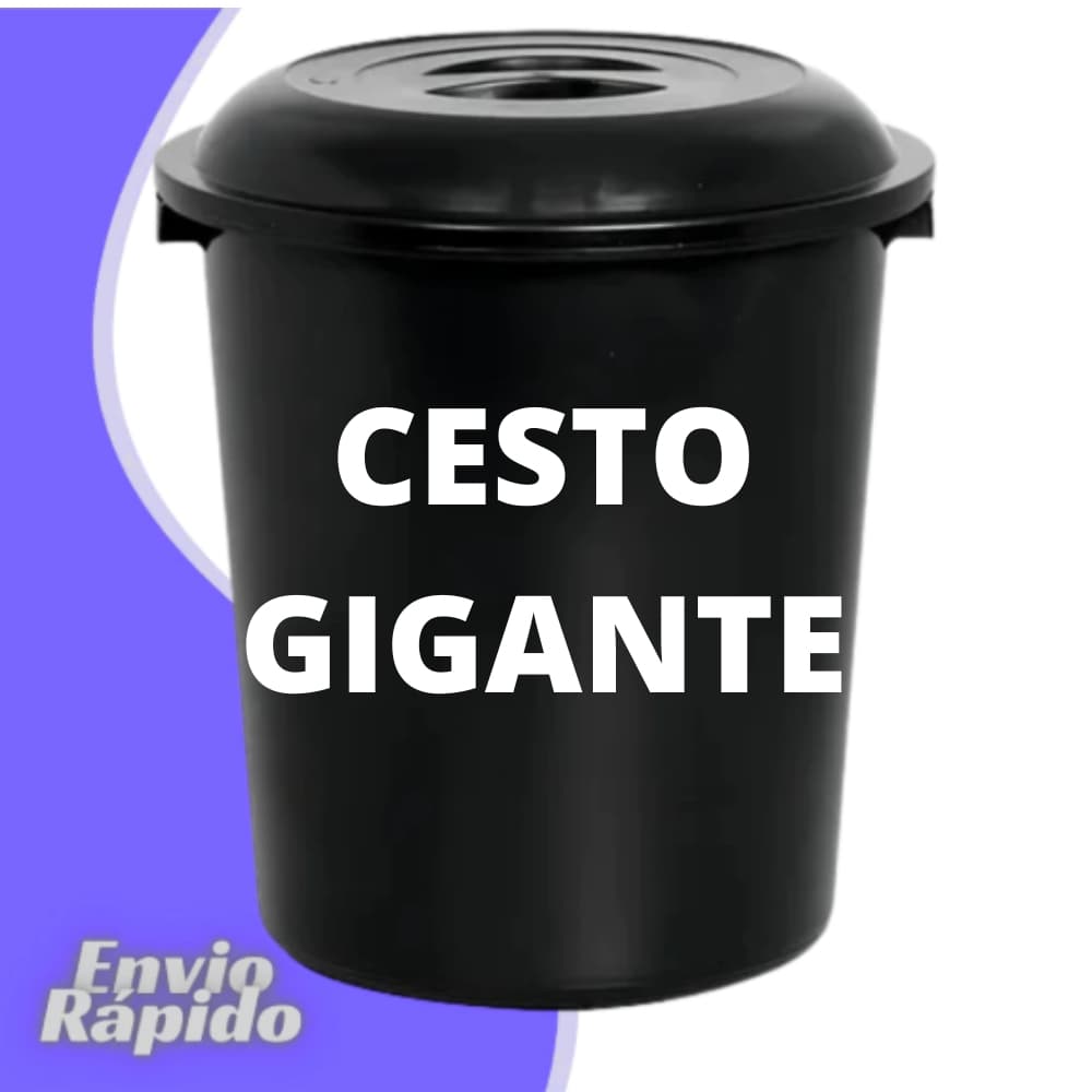 Cesto Fechado Grande Com Tampa de 100 ou 27 Litros Cestao Redondo Plástico Reforçado Multiuso Roupa Lixeira Lixo Grande