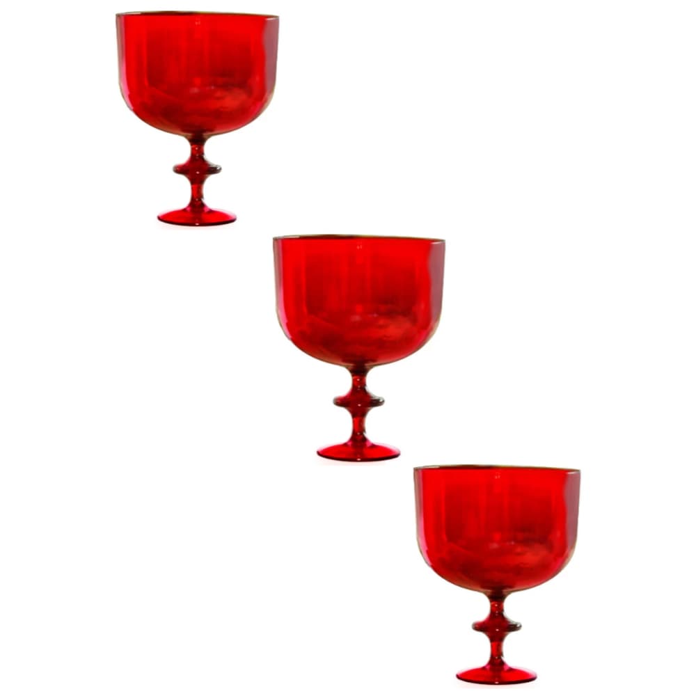 Kit 3 Taças Americana Sem Tampa 1,250ml Vermelha Transparente Doces Sobremesas Natal