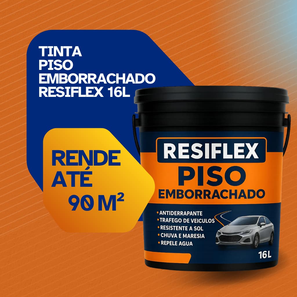Tinta Emborrachada Resiflex 16L – Protege o Piso Contra Rachaduras, Sol, Chuva e Umidade
