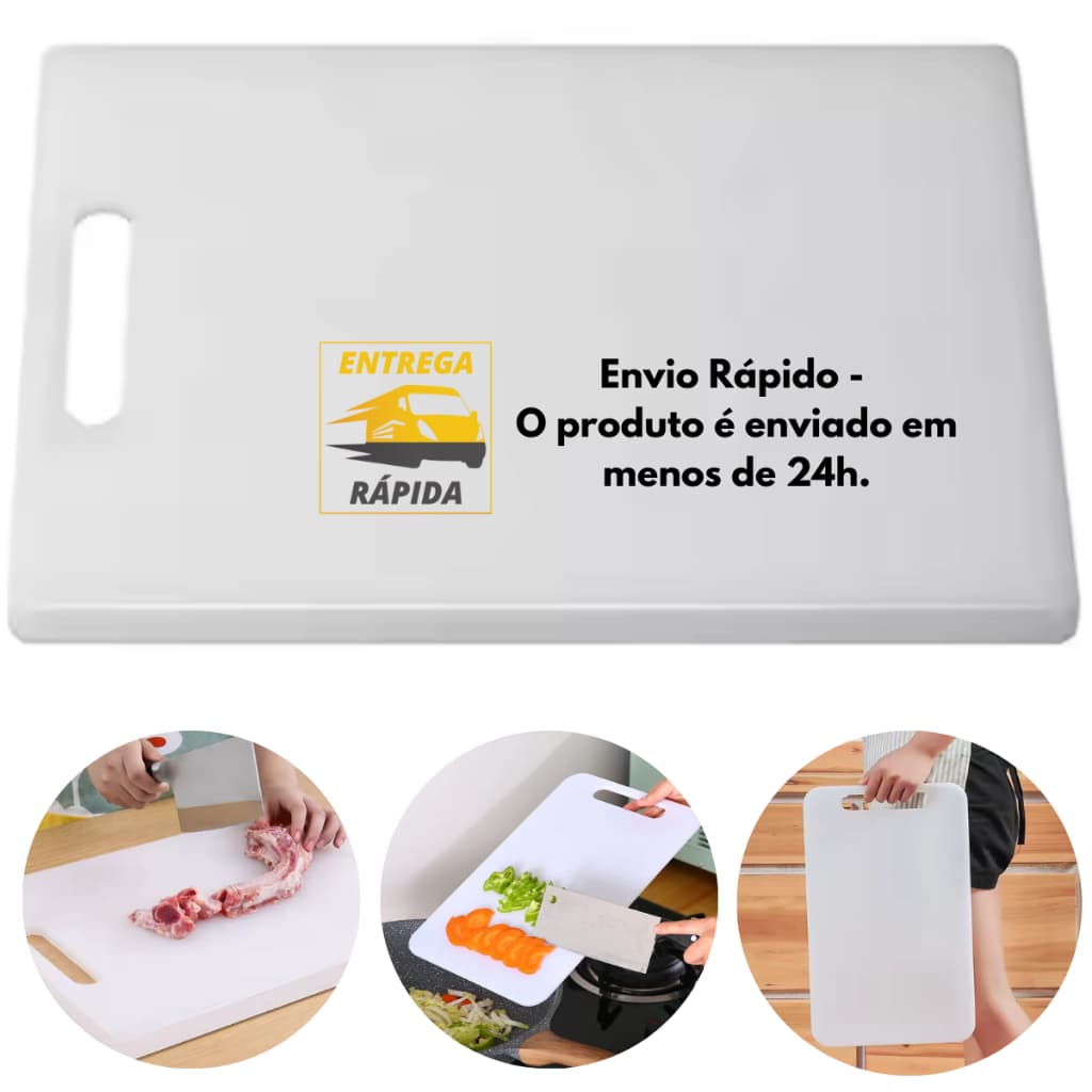 Tábua Profissional Reforçada Grande 40cm para Cortes Carne Legumes Verdura Resistente Reutilizável