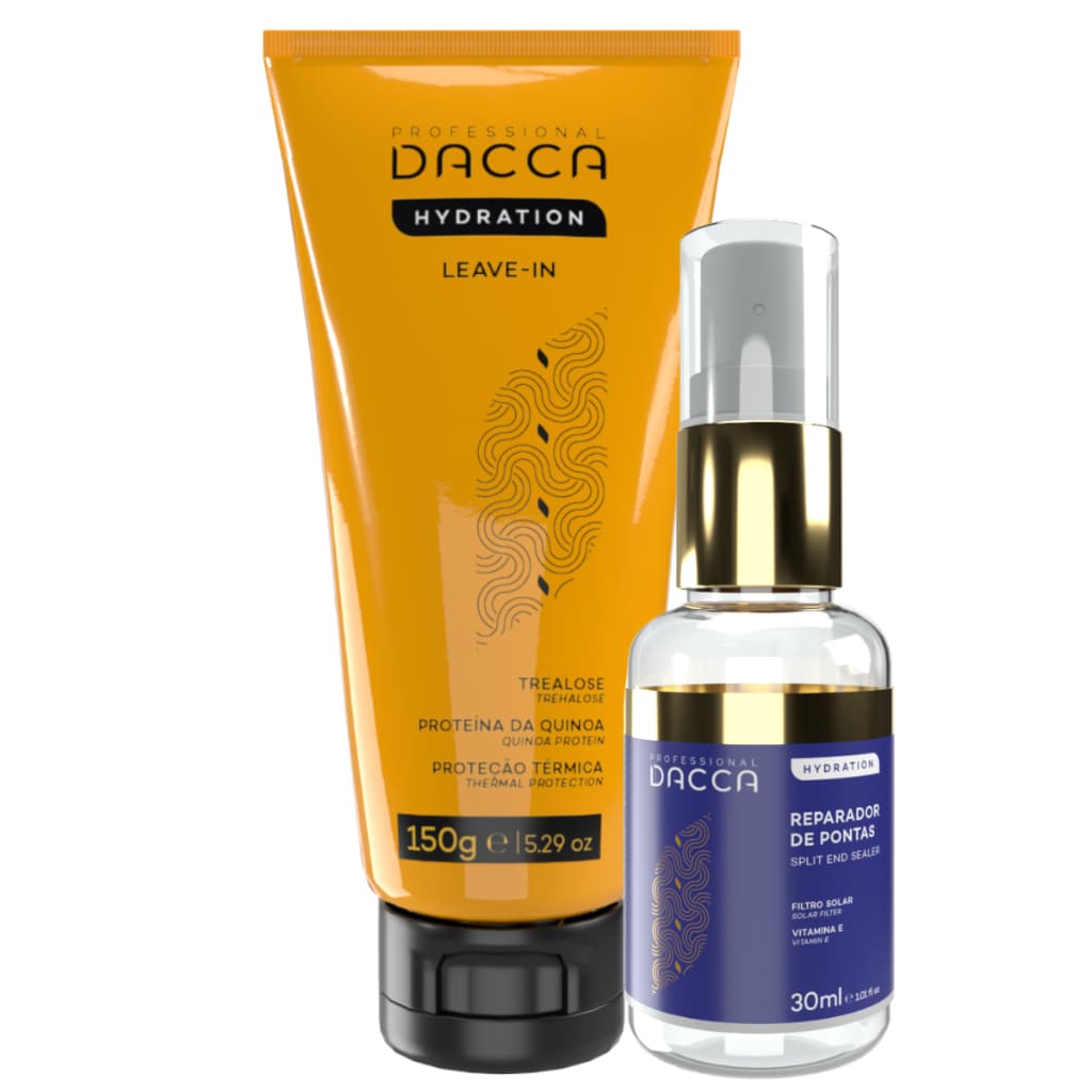 Dacca Kit Leave in Protetor Térmico Solar Capilar Óleo Reparador de pontas Profissional