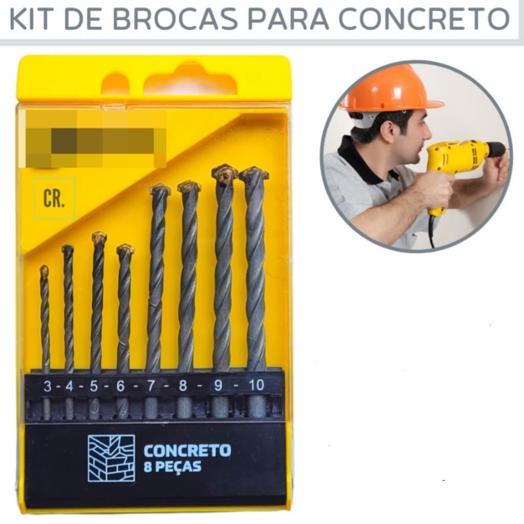 Jogo de Brocas Para Concreto Com 8 Peças Kit de Broca de Parede Com Estojo