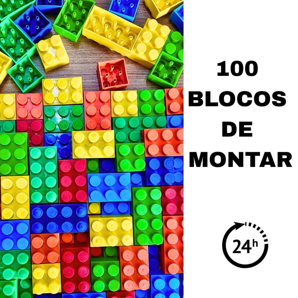 Blocos de Montar Infantil 100 Peças Grandes Brinquedo Didático Estimula Criatividade e Coordenação
