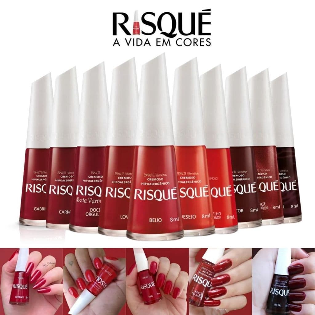 Esmalte Risque Vermelhos - kit com 10 cores Hipoalergênicos