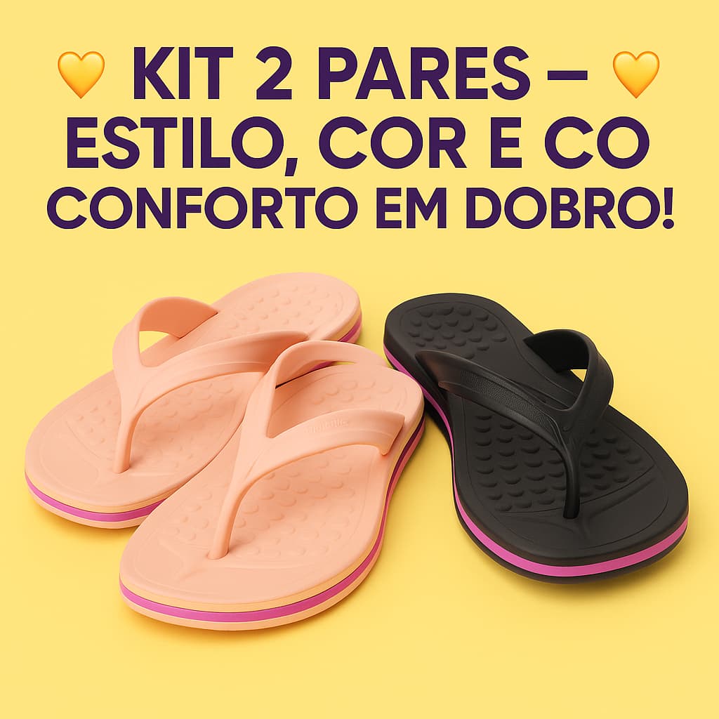 Kit 2 Pares Chinelo Ortopédico Feminino Conforto e Leveza para o Dia a Dia