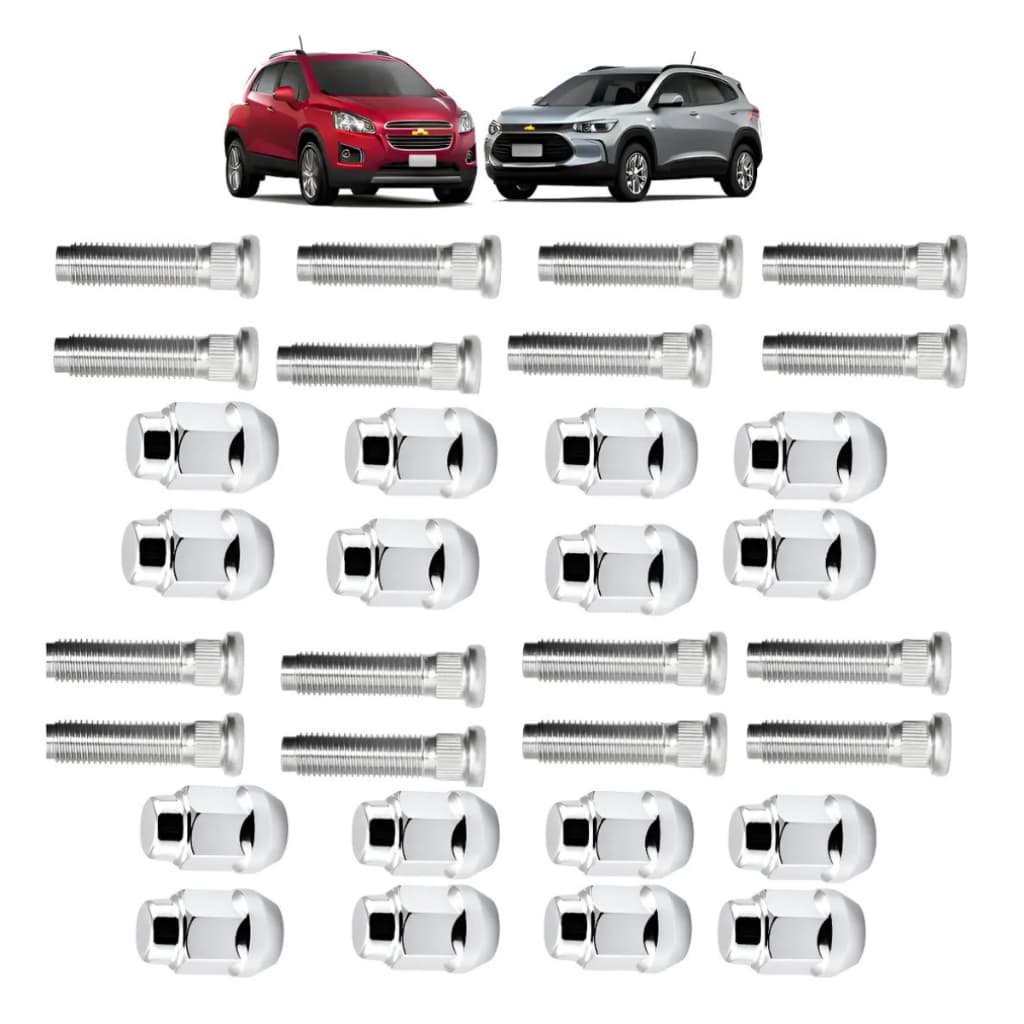 Kit 16 Prisioneiro E Porca Cromado Roda Chevrolet Tracker