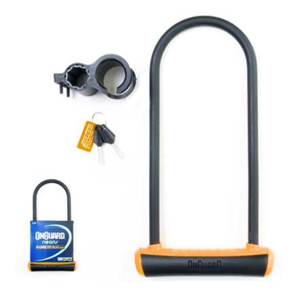 Cadeado Trava U-lock Onguard 8152 c/ Suporte e Chave Bike Laranja Oferta!