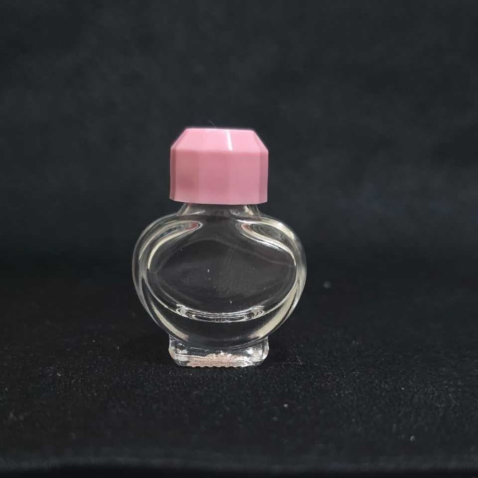 Kit Mini Frasco Vidro Coração 5ml com Tampa Diamante Rosa, Perfume, Óleo de Unção, Essência