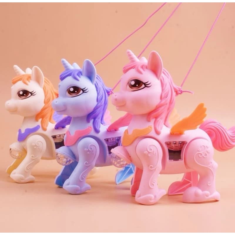 Brinquedo infantil Unicórnio Pony E Dragão Elétrico Com Luz Som e Movimento Pôneis interativos