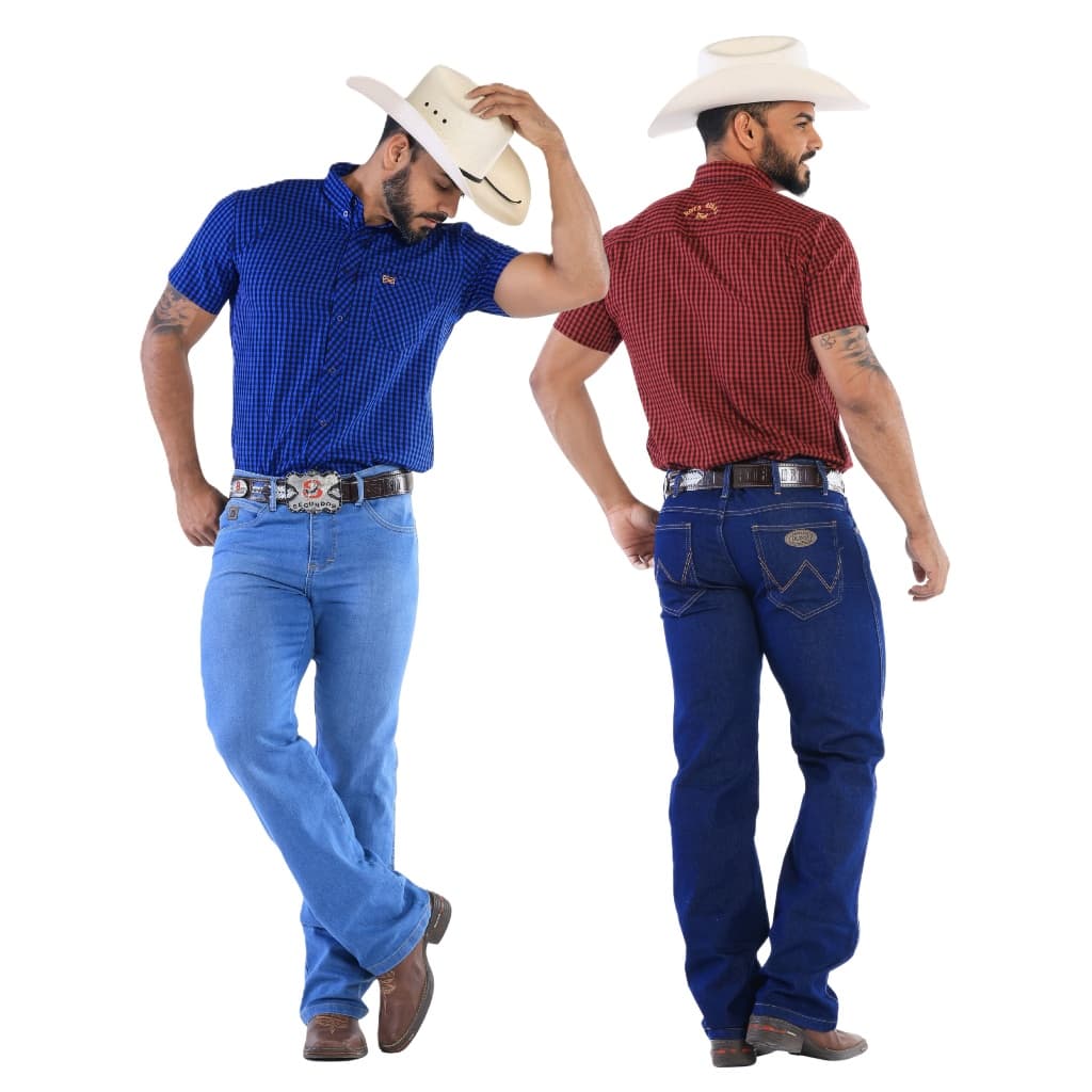 Kit 2 Calças Country Masculina Jeans Canivete Rodeio Western com Elastano