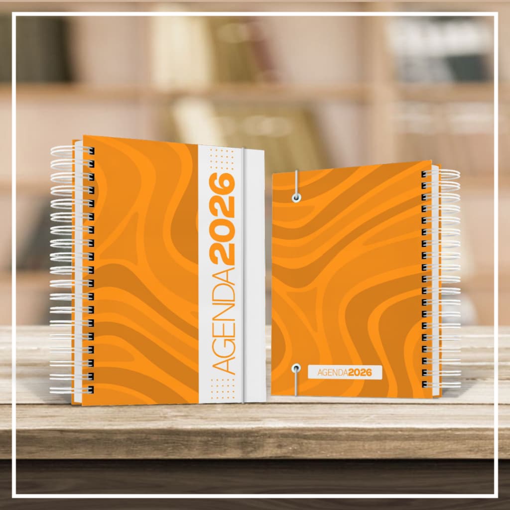 Agenda Comercial 2026 Personalizada Capa Dura Nome Espiral