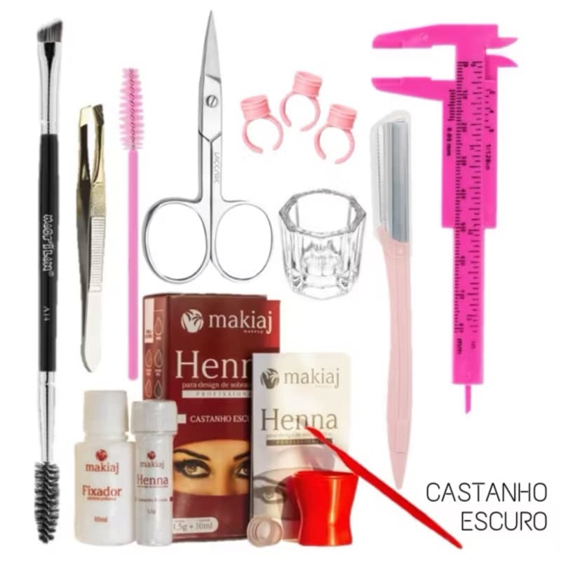kit Henna Design Sobrancelhas Profissional Alto Redimento e Fixação Rena Makiaj de Sobrancelha
